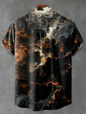 Vintage Smoke Art Print Casual 100% Cotton Shirt