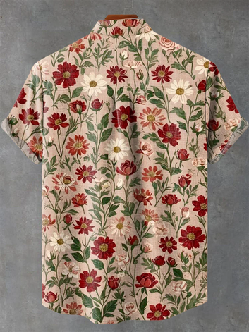 Vintage Floral and Plant Decorative Patterns Casual 100% Cotton Shirt