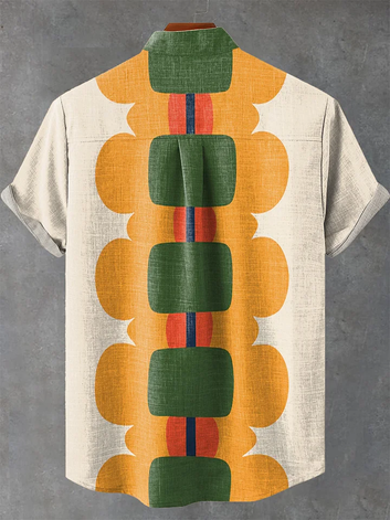 Vintage Art Print Casual 100% Cotton Shirt