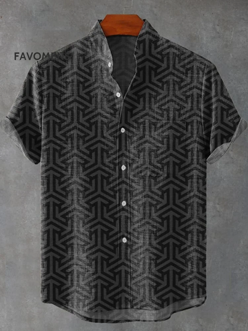 Geometric Repeat Pattern Printed Casual 100% Cotton Shirt