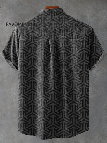 Geometric Repeat Pattern Printed Casual 100% Cotton Shirt