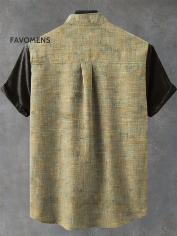 Vintage Heavy Color Fish Pattern Art Print Casual 100% Cotton Shirt